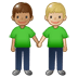 🧑🏽‍🤝‍🧑🏼 people holding hands: medium skin tone, medium-light skin tone display on Samsung